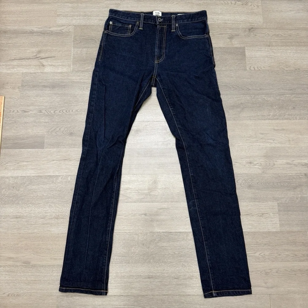 Flint & Tinder 365 Jeans Mens 31x33 Slim Blue White Oak Cone Denim Dark Wash